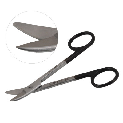 Crown and Collar Scissors 4 3/4 inch Curved SuperCut One Serrated Blade