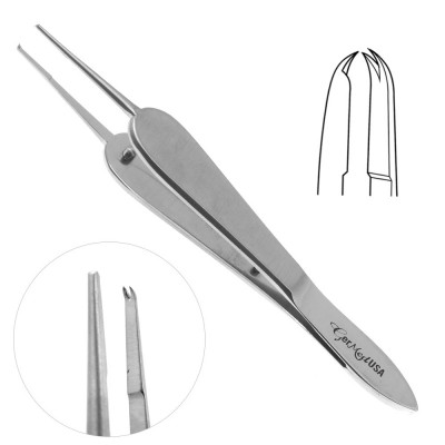 Manhattan Eye and Ear Suture Forceps 4 1/4 inch Teeth 1x2 Curved