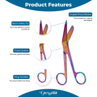Lister Bandage Scissors 7 1/4" Rainbow Color Coated