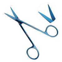 Iris Scissors 4 1/2" Straight Blue Coated