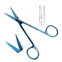 Iris Scissors 4 1/2" Straight Blue Coated