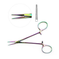 Halsted Mosquito Forceps 4 3/4" Straight Rainbow Coated