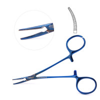 Halsted Mosquito Forceps 4 3/4" Curved Blue Coated
