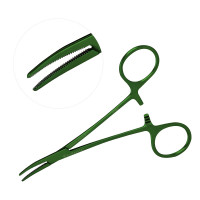 Halsted Mosquito Forceps 4 3/4" Curved, Green Coated