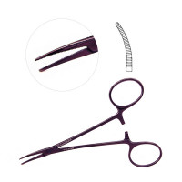 Halsted Mosquito Forceps 4 3/4" Curved Purple Coated