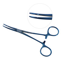 Kelly Hemostatic Forceps 5 1/2" Curved Blue Coated