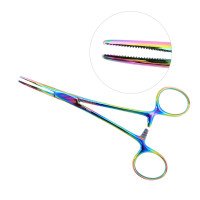 Kelly Hemostatic Forceps 5 1/2" Curved Rainbow Coated