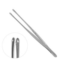 Mayo Russian Tissue Forceps Fenestrated Jaws Grooved Handles 9"