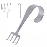 Freeman Face Lift Retractor 3 1/2" Straight 20mm 4 Prongs in Line Sharp Thumb Ring