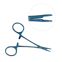 Olsen Hegar Needle Holder Scissors Combination 4 3/4" Serrated Tungsten Carbide Blue Coated