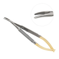 Castroviejo Needle Holder 5 1/2" Tungsten Carbide with Lock Curved Smooth