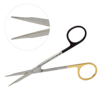 Stevens Tenotomy Scissors Straight 5 1/2" Tungsten Carbide Super Sharp Gold and Black Handles Blunt Tips