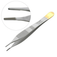 Adson Tissue Forceps Cross Serrated Atraumatic Carbide Grip 4.75"