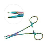Olsen Hegar Combined Needle Holder and Scissors 5 1/2" Serrated Tungsten Carbide Rainbow Coated