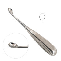 Spratt (Brun) Mastoid Curette 6 1/2" Oval Cup Size 1 (7.3mm)