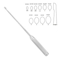 Bone Curette 15" Hollow Handle Straight Oval Cup #2 (7.8mm)