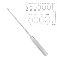Bone Curette 15" Hollow Handle Straight Oval Cup #2/0 (5.1mm)