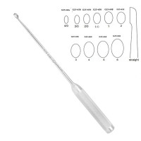 Bone Curette 15" Hollow Handle Straight Oval Cup #3/0 (4.2mm)