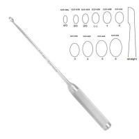 Bone Curette 15" Hollow Handle Straight Oval Cup #4/0 (3.3mm)