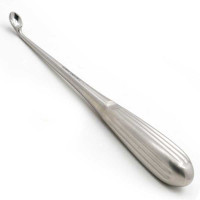 Brun Curette 7" Hollow Handle Angled Shaft Oval Cup #0 (3.7mm)