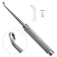 Cobb Curette Knurled Stainless Handle 11” Oval Cup Angled #3/0 (2.7mm)