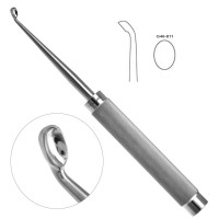 Cobb Curette Knurled Stainless Handle 11” Oval Cup Angled #5 (8.5mm)