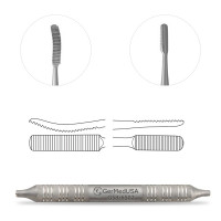 Miller Colburn Bone File 7" Double Ended #2 - 7mm/6mm Curved Up/Straight Downcutting Oval Serrated