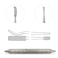 Miller Colburn Bone File 7" Double Ended #3 - 7mm/5mm Curved Up/Straight Downcutting Oval Serrated