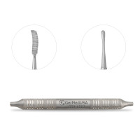 Miller Colburn Bone File 7" Double Ended #3 - 7mm/5mm Curved Up/Straight Downcutting Oval Serrated